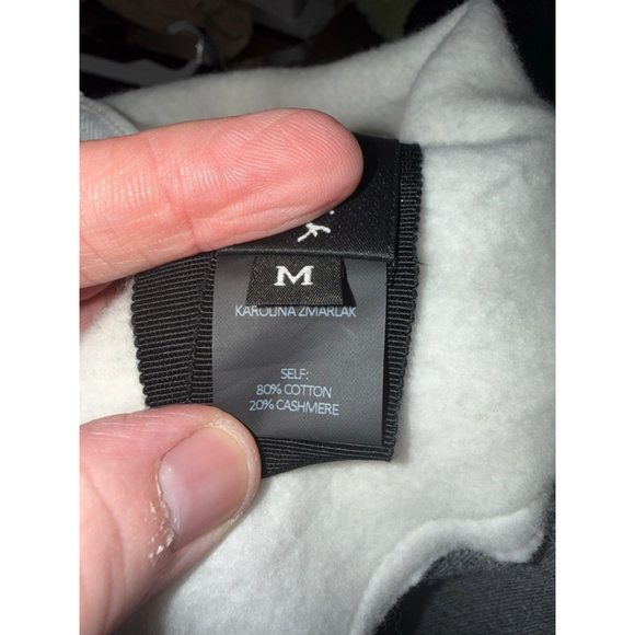 Karolina Zmarlak Gray Cream Mock Neck Poncho Cape Jacket Cashmere Blend Medium - Picture 12 of 12